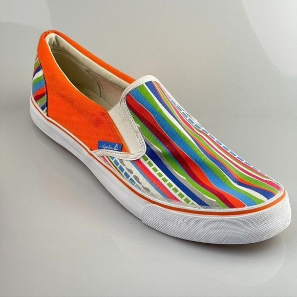 MAKAVELI BRANDED FLY BOY Shoes Multicolor Painted Stripe Canvas Slip-on Mens 13M - Picture 6 of 13
